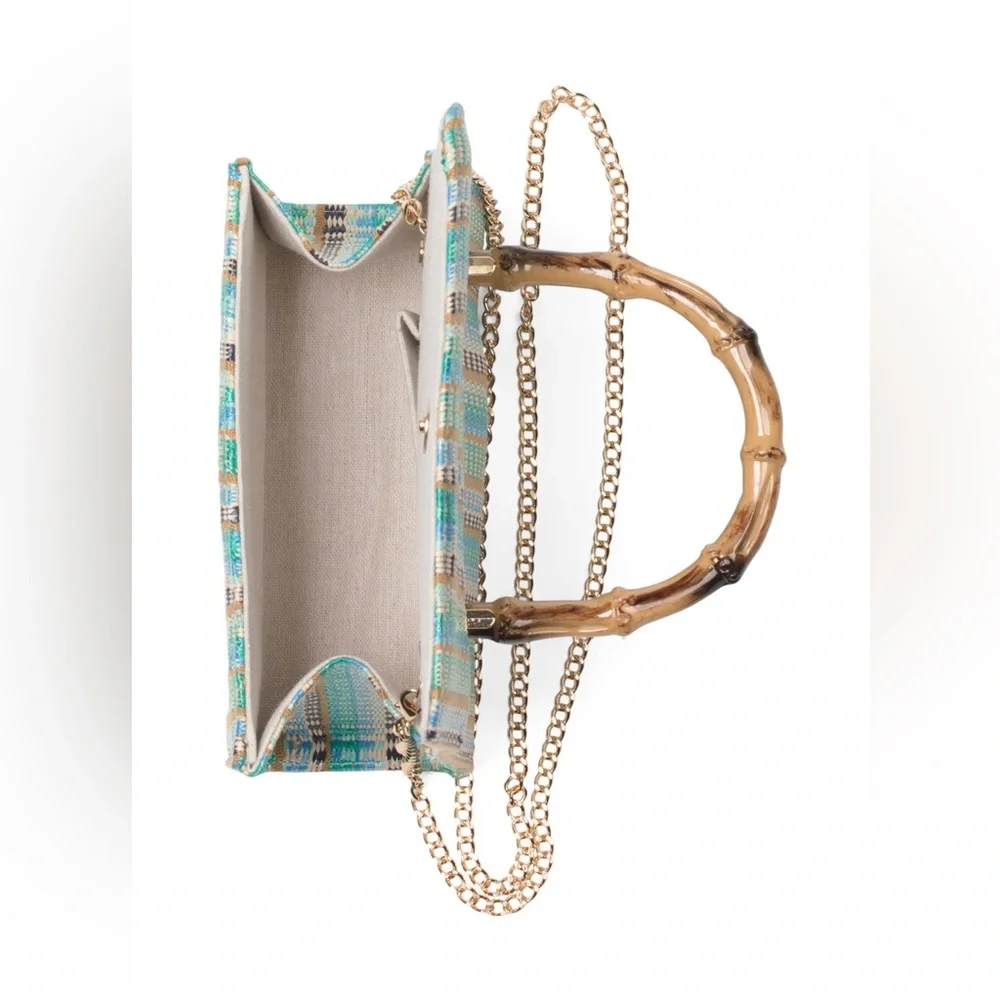 Brand New Alessia Bianchi Stripped Bamboo Top Handle Crossbody - Picture 3 of 4